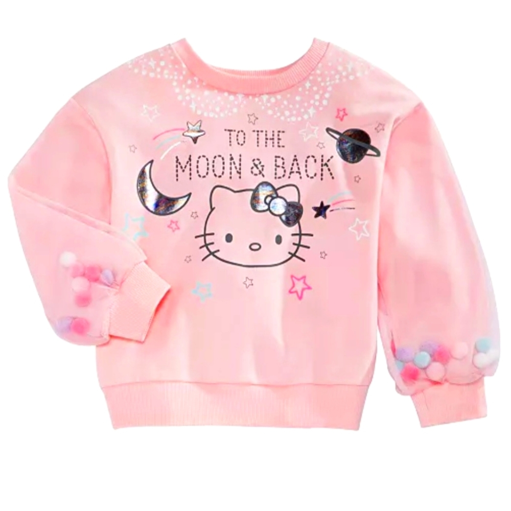Hello Kitty: To The Moon and Back Pom Pom Sweatshirt.. Girls Sz. 2 T..